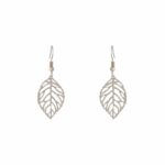 Silver Single Leaf Filigree Earrings