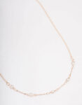 Rose Gold Encased Pearl Station Short Necklace