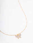 Gold Pave Ball Chain Butterfly Necklace