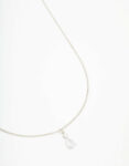 Rhodium Cubic Zirconia Pear Pendant Necklace